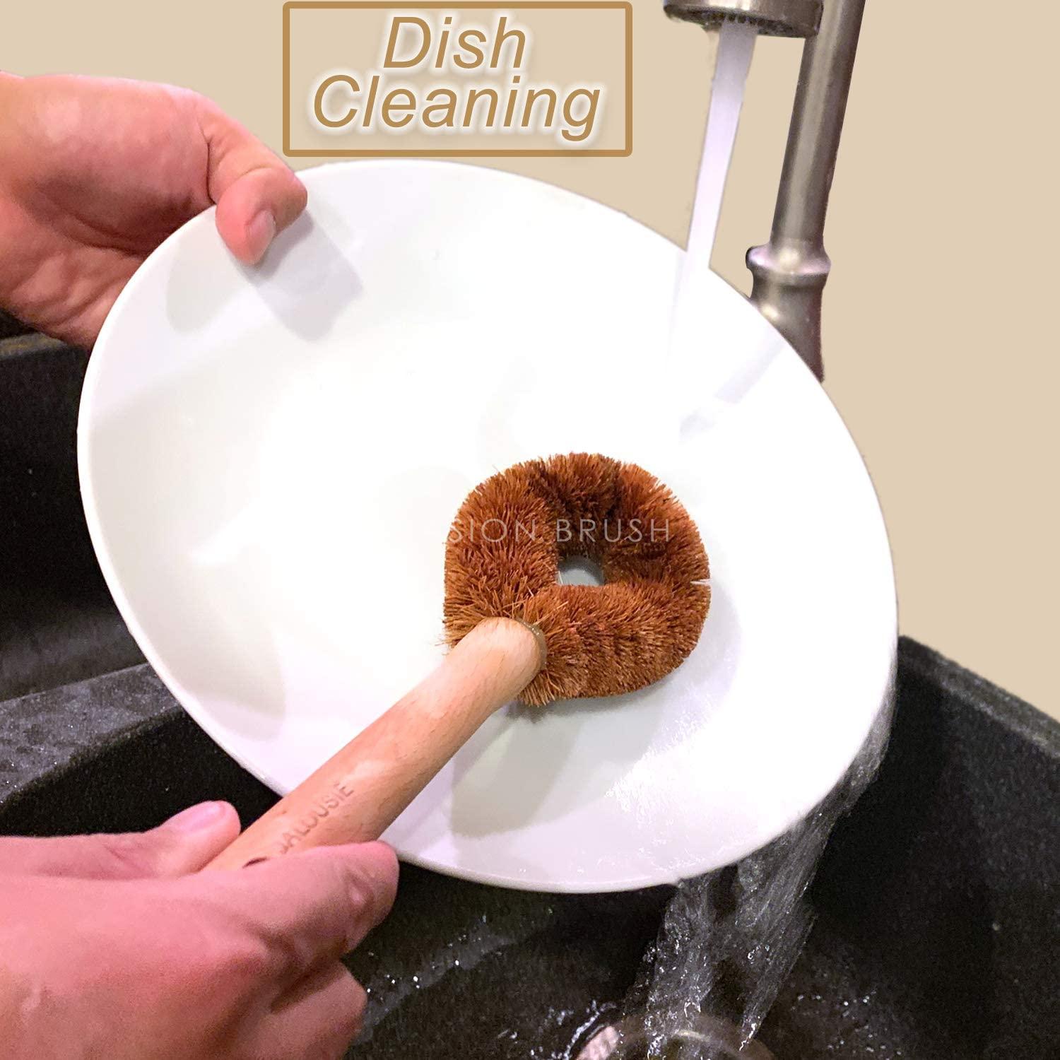 cepillo de limpieza de platos de coco